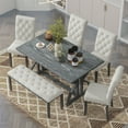 thumbnail image 2 of EUROCO  60"  6-Piece Dining Table Set,Dining Room Set with 1 Table,Unique Table Legs,Bench and  4 Cushioned Chairs,Solid Wood Rectangular Table and Chair Set, Kitchen Table Set, 2 of 8
