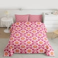 thumbnail image 2 of Homewish Tribal Boho Flower Queen Comforter Set, Pink Cherry Blossoms Bedding Sets, Western Mandala Style Reversible Bedding Comforter Set, Breathable Home Decor, 3 Pieces, 2 of 8