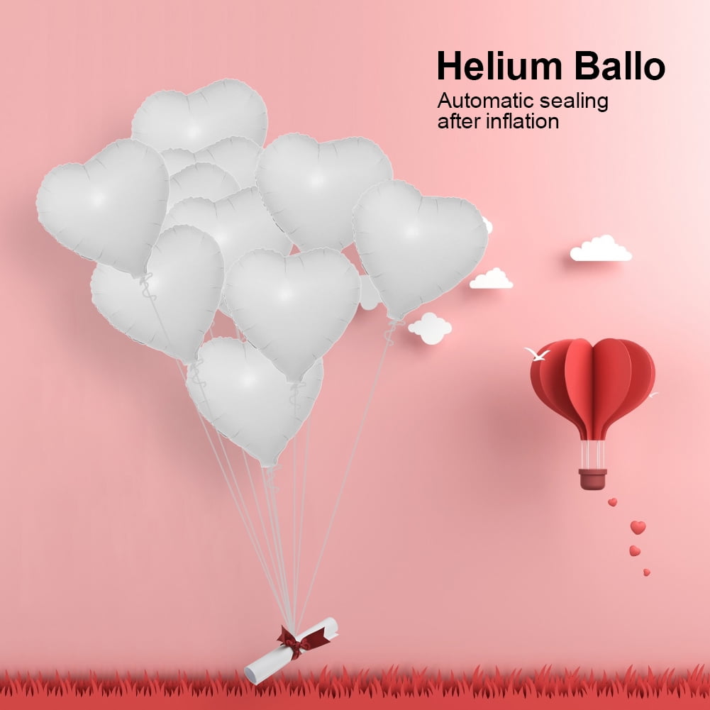 Ballons Cœur Blanc 18 Pouces - Lot De 10 Ballons Hélium Mariage Et Fête