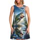 thumbnail image 1 of Easygdp Largemouth Bass Jumping Out of The Water para Vestido Transpirable de Mujer, Vestido Suelto de Manga Corta con Pliegues y Bolsillos para el Verano, 1 of 7