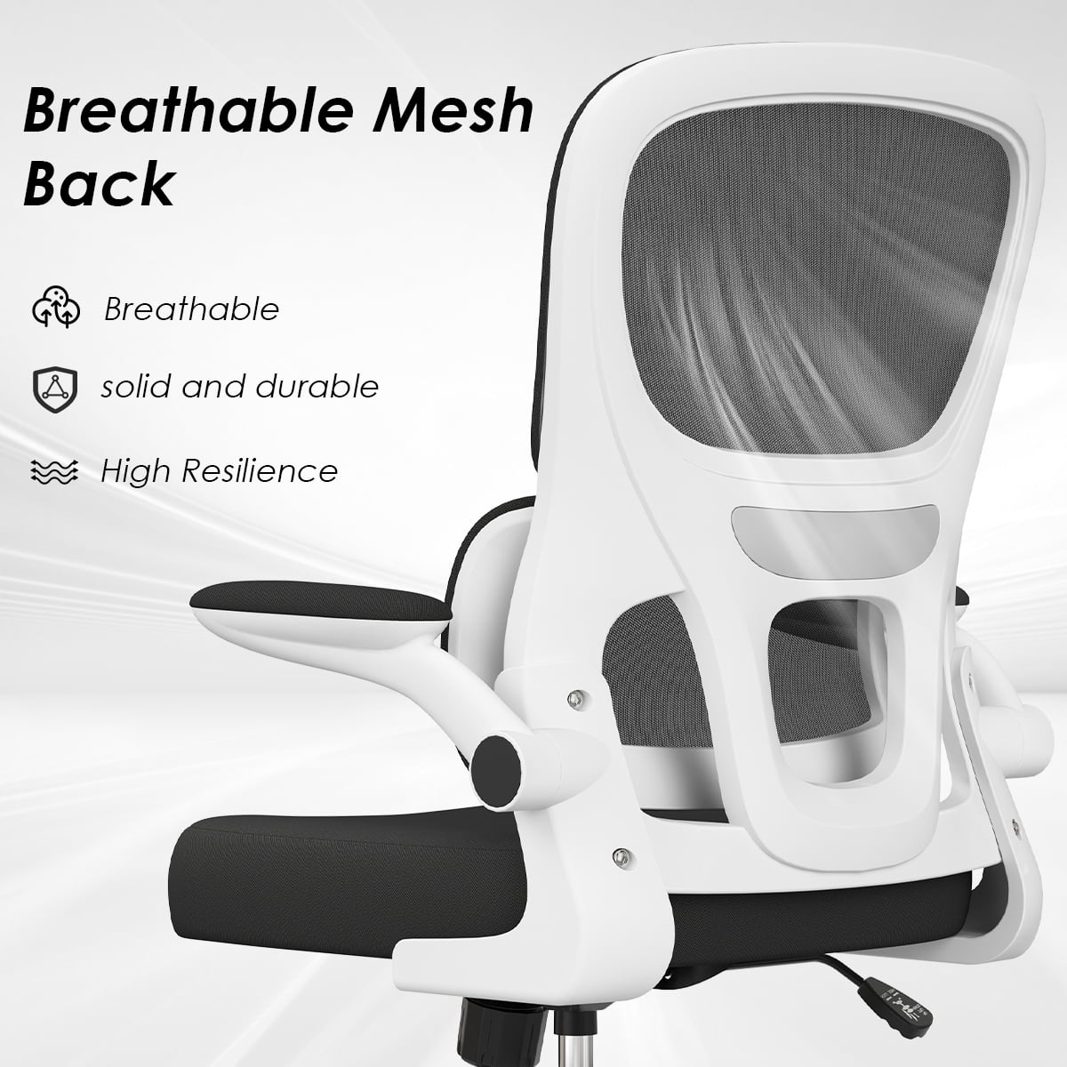Ergonomic Office Chair, Lumbar Support, Flip-Up Armrests, Breathable Mesh, Height Adjustable