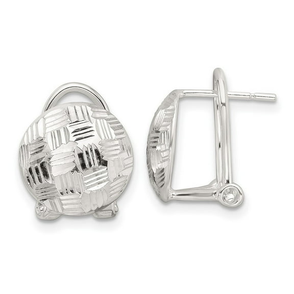 12.2mm 925 Sterling Silver Polished and Woven Diamond cut Circle Omega Back Post Earrings Measures 12.3x12.2mm Wide Jewe