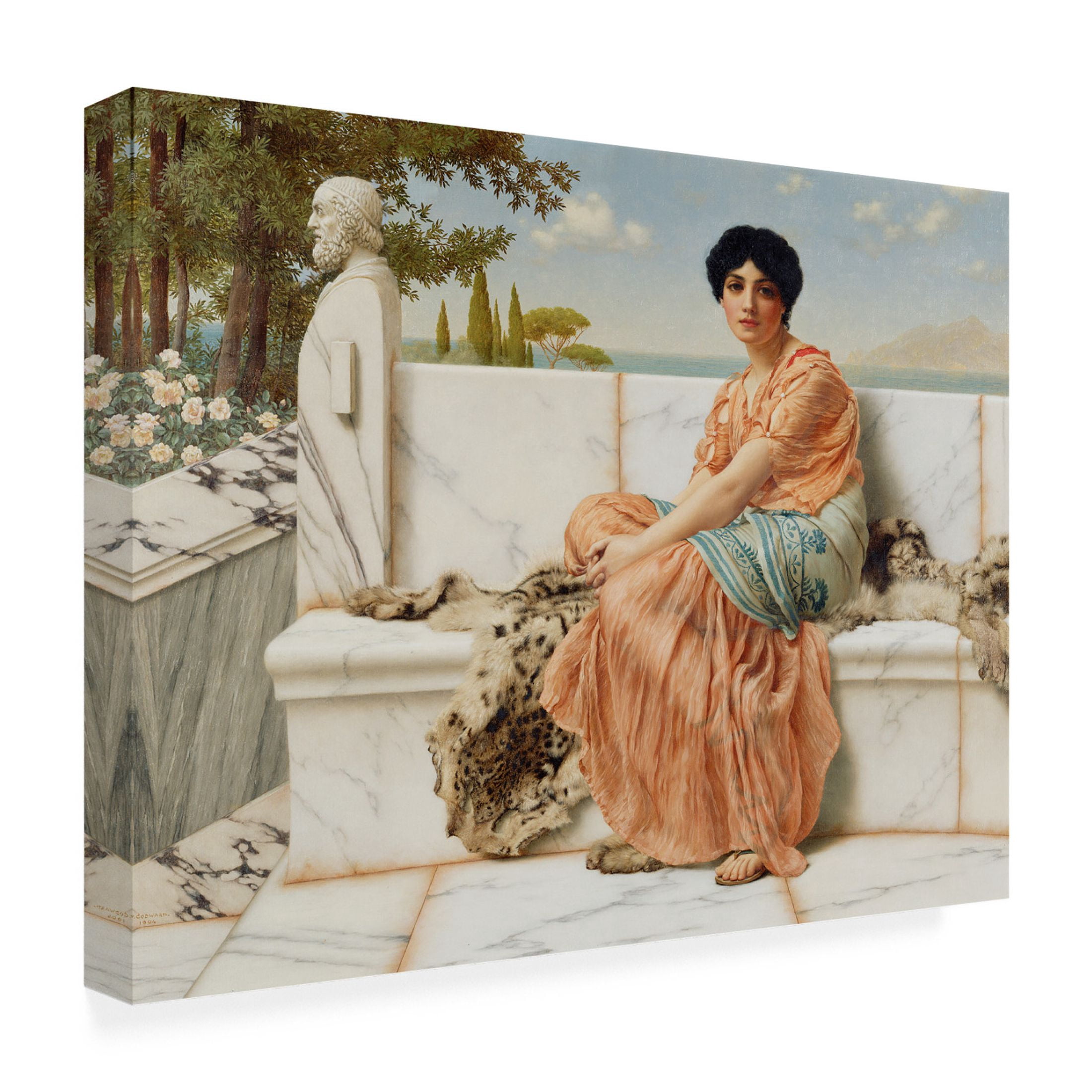 Canvas Wall Art - Masters Collection 'Reverie John William Godward' Wall Art for Living Room, Bedroom, or Office Décor by Trademark Fine Art - 24 x 18 Inches