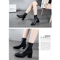 thumbnail image 3 of Botas cortas de tacón medio con punta cuadrada, estilo británico, moda otoño-invierno, botas cortas de tacón grueso para mujer, color negro 37, 3 of 5