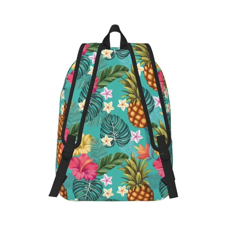 Honeii Pineapple Print Canvas College Laptop Backpack, Durable