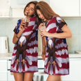 thumbnail image 3 of Salouo USA Eagle with Spread Wings Print Short Sleeve Sleepshirt for Womens Comfy Nightgown Scoopneck Cute Nightdress Ruffle -3X-Large, 3 of 7
