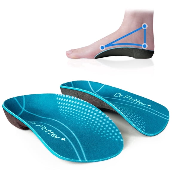 DR. POTTER  3/4 Orthotic Insoles for Plantar Fasciitis Relief, High Arch Support Inserts for Flat feet, over-Pronation and Heel Pain (Size: Medium)