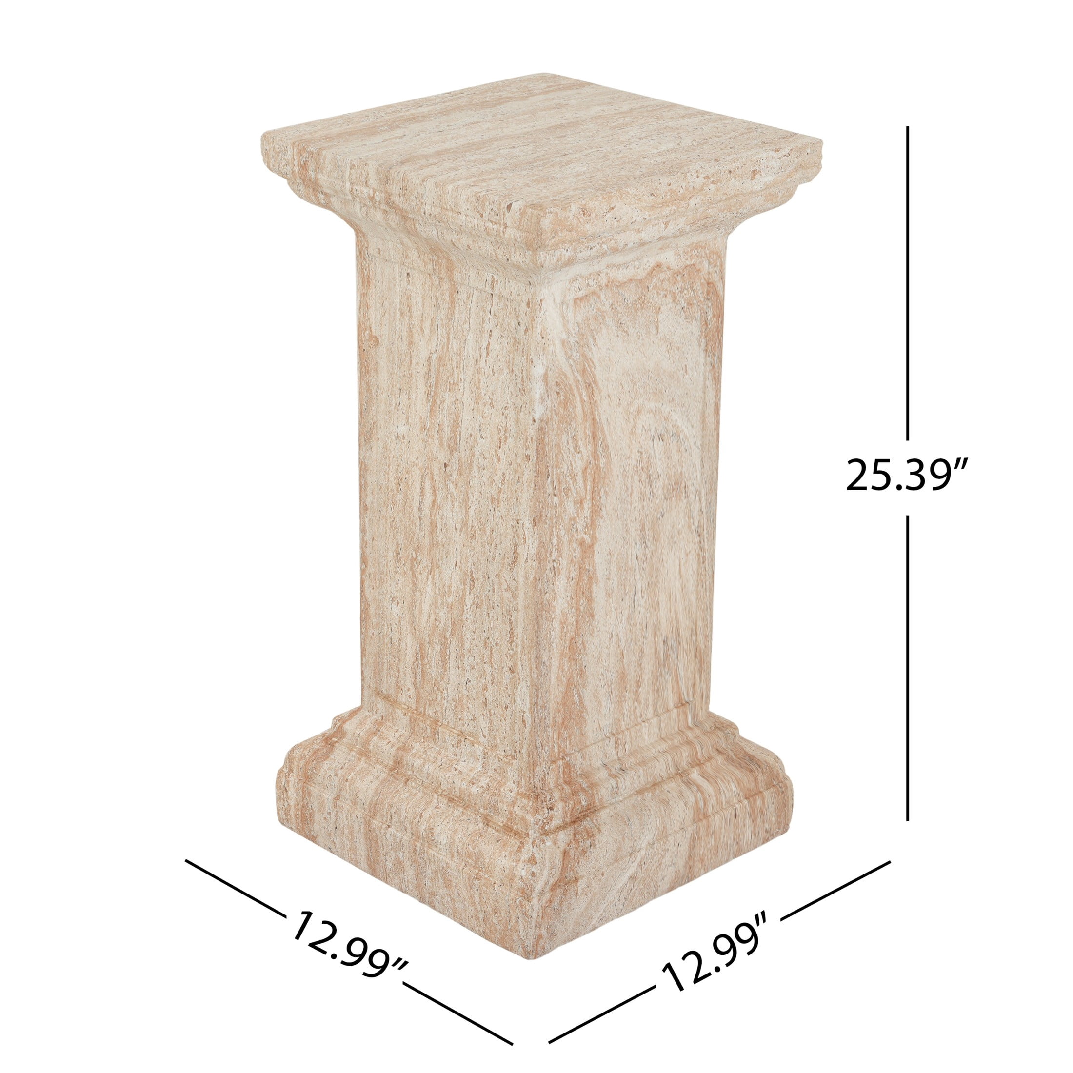 Christopher Knight Home Square MGO Pedestal Display Plant Stand, Indoor and Outdoor Use, Travertine