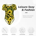 thumbnail image 6 of Rateoe Sunflowers In Vintage Printed Women Rash Guard Short Sleeve,Tummy control Swimsuit Surfing Swimsuit Bathing Suit Short-sleeved Onesie UPF 50+, 6 of 6