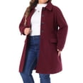 thumbnail image 5 of Agnes Orinda Women's Plus Size Coat Turndown Collar Single Breasted Warm Long Coats with Pocket 3X Burgundy, 5 of 7