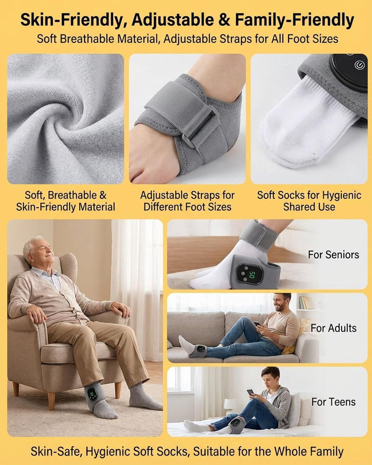 Try Massager Pro Foot Massage, Triple Therapy Foot Massager, Wireless Portable Foot Massag, Smart Timer, Touch Screen, with 5 Heat & 3 Vibration Mode for Home/Office/Travel (3 PCS)