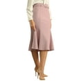 thumbnail image 4 of Falda de cola de pez elegante para mujer Inspire Chic, con cintura alta y cinturón, falda midi de trabajo, color rosa, 4 of 5