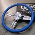 thumbnail image 4 of 14" Polished Blue 1/2 Wrap Steering Wheel w/ Horn Button 5-Hole", 4 of 5