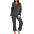 thumbnail image 2 of Frostluinai Womens Fuzzy Fleece Pajama Sets Long Sleeve Plush Pullover Warm Lounge Pants Soft Comfy Sleepwear Loungewear Two Piece, 2 of 10