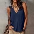 thumbnail image 7 of Noric Women's Cotton Tank Tops Sleeveless V-Neck Summer Casual Flowy High Low Hem Pleated Front Loose Fit Blouse, 7 of 7