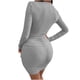 thumbnail image 5 of Vestido sin tirantes con cuello en V y mangas largas de color sólido con nalgas sexy informal a la moda para mujer Fridja  NMB1005, 5 of 8