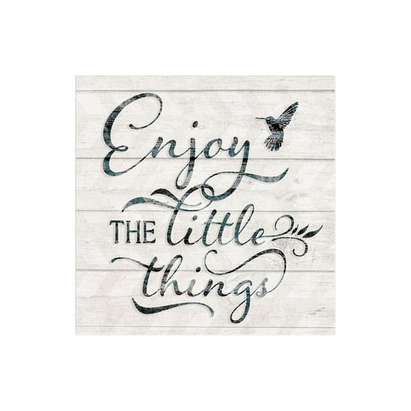 Enjoy Little Things White Woodgrain 12 x 12 Wood Wall Sign Plaque