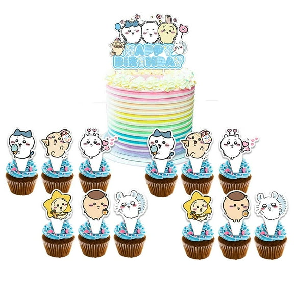 Chiikawa Cake Topper CupcakeS Set Birthday Party Supplies Decoration Decor Kit