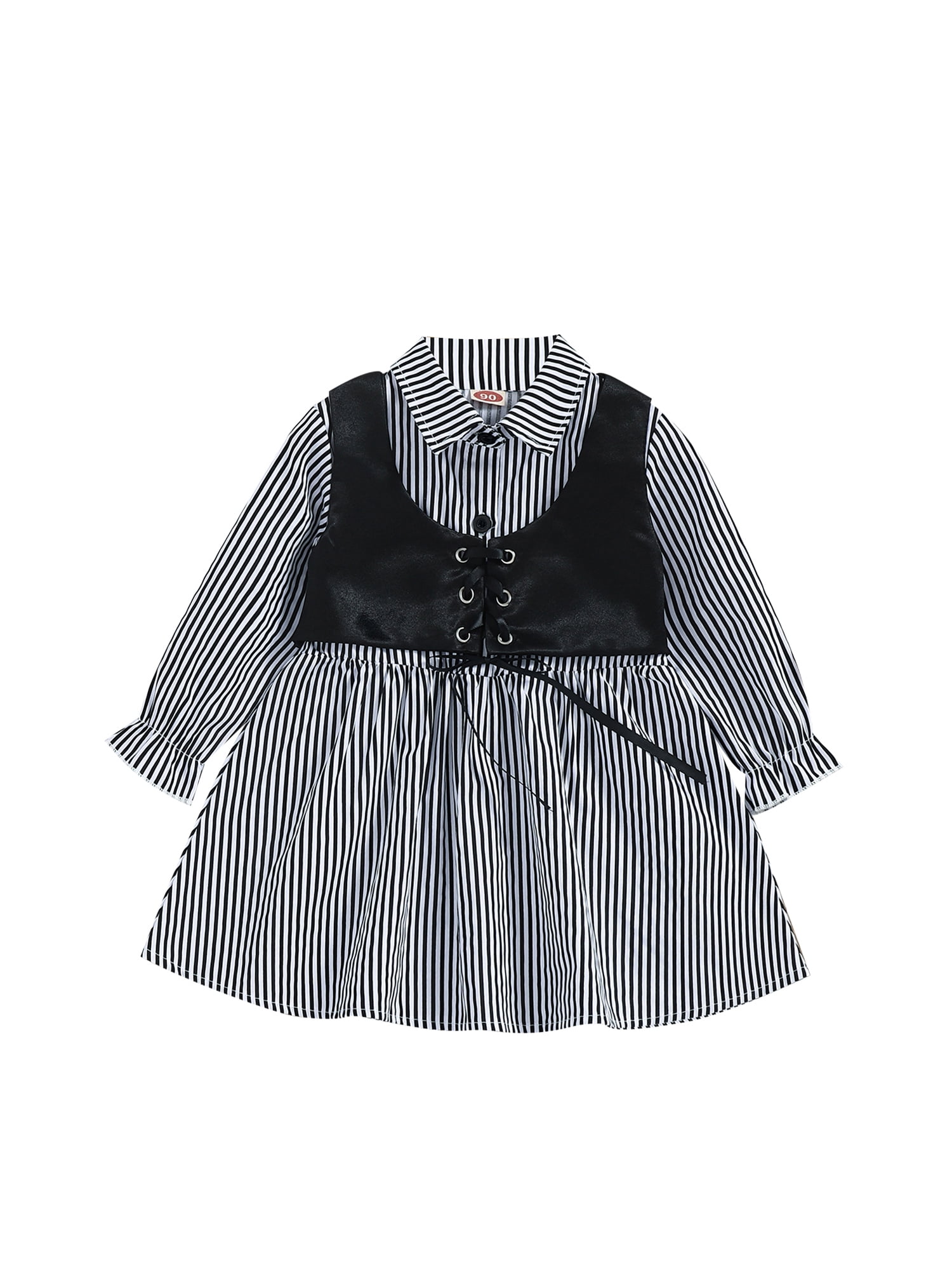 Diconna Toddler Girls Shirt Dress with Vest Long Sleeve Busties Dress