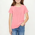 thumbnail image 5 of Lmnyox Girls Cute T Shirts Short Sleeve Pleated Front Plain Tees Tops Crew Neck Basic Casual Summer Shirts, 5 of 7