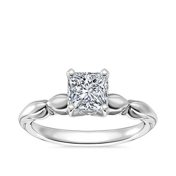 1.15 Carat Princess Cut Genuine Diamond Beautiful Solitaire Style Wedding Ring for Ladies Solid 14K White Gold Size 7