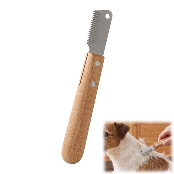 Dog Stripping Knife, Professional Grooming Tool for Coats, Stainless Steel Blade with Wood Handle, Reduces Shedding for Dogs Cats (1PC)