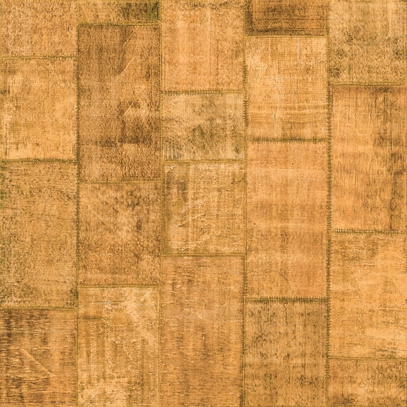 Ahgly Company Indoor Square Patchwork Orange Transitional Area Rugs, 8' Square