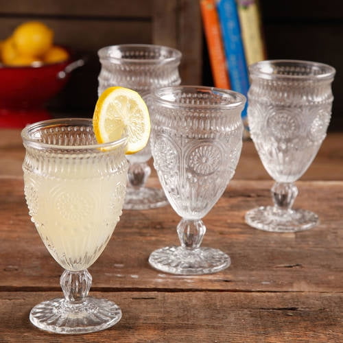 The Pioneer Woman Adeline 12Ounce Footed Glass Goblets, Set of 4