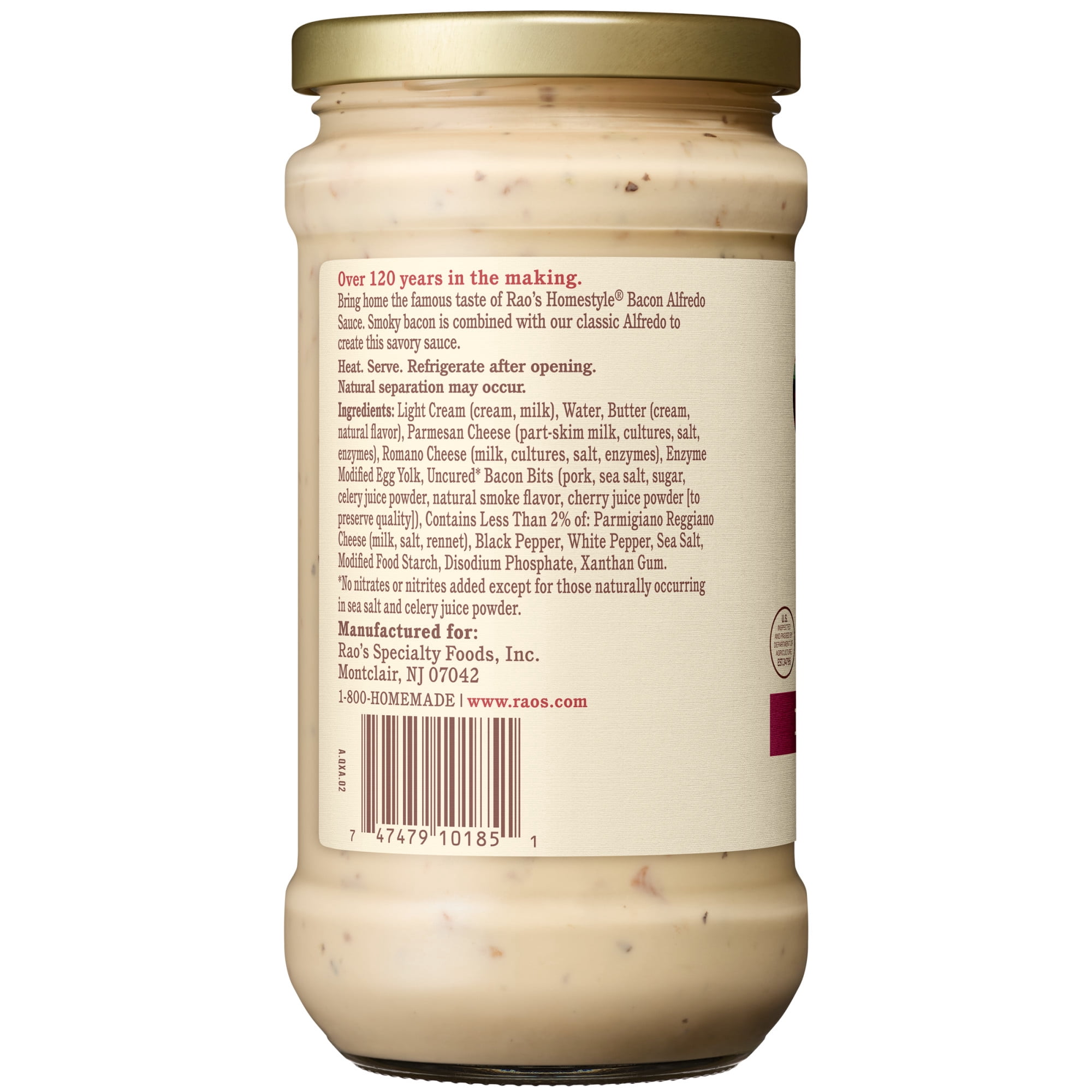(3 pack) Rao's Homemade Bacon Alfredo Sauce, 15 oz
