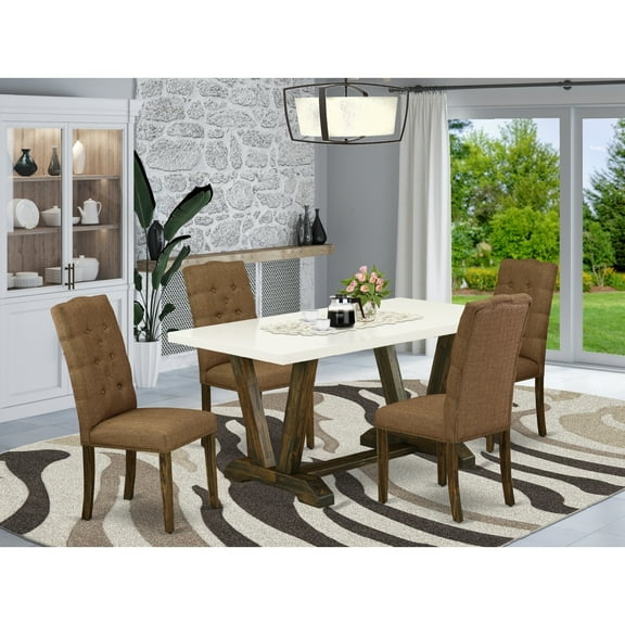 Modern 5-Piece Dining Room Set - Table4 Chairs - Kitchen Dining Set