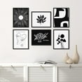 thumbnail image 2 of PixonSign Framed Canvas Print Wall Art Set - Black & White Picasso Flower & Humanities Patten - Set of 6 Abstract Geometric Minimalism Poster Cultural Art Wall Décor - 12"x16"x6 Black, 2 of 5