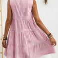thumbnail image 6 of Summer Gingham Dress,Plaid Cottage Core Short Tank Dresses,Women Vacation Babydoll Sundress, 6 of 7