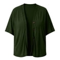 thumbnail image 7 of Women's Plus Open Front Cardigan Solid Color Plus Size Cardigan With Three-quarter Sleeves Holiday Travel Clothing, 7 of 7