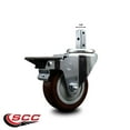 thumbnail image 2 of 3.5 Inch Maroon Polyurethane Wheel Swivel 7/8 Inch Square Stem Caster with Brake, 2 of 2