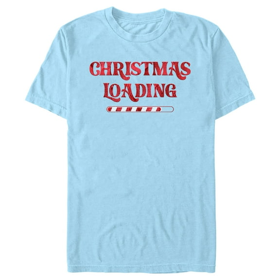 Men's Lost Gods Christmas Loading  Graphic Tee Light Blue Small