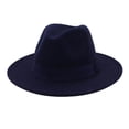 thumbnail image 2 of Unisex Elegant Church Fedora Hat Ribbon Band Belt Winter Outdoor Navy, 2 of 7