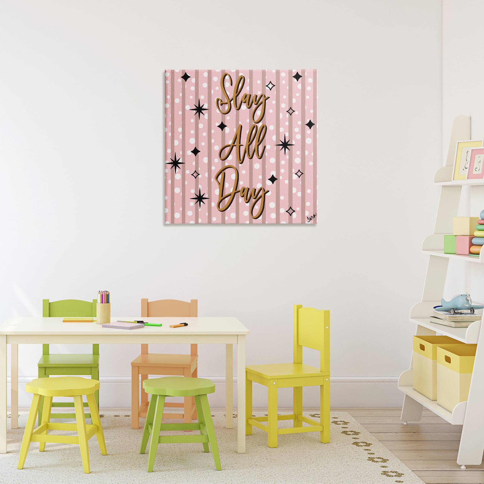 Stupell Industries Slay All Day with Sparkle Pattern Canvas Wall Art, design by Tara Boone