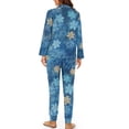 thumbnail image 2 of DISNIMO Women's 2 Piece Pajama Set Snowflake Printed Casual Loose Sleepwear Long Sleeve Button Down Sleepwear with Long Pants Soft Comfy Loungewear Christmas Nightwear, 2 of 7