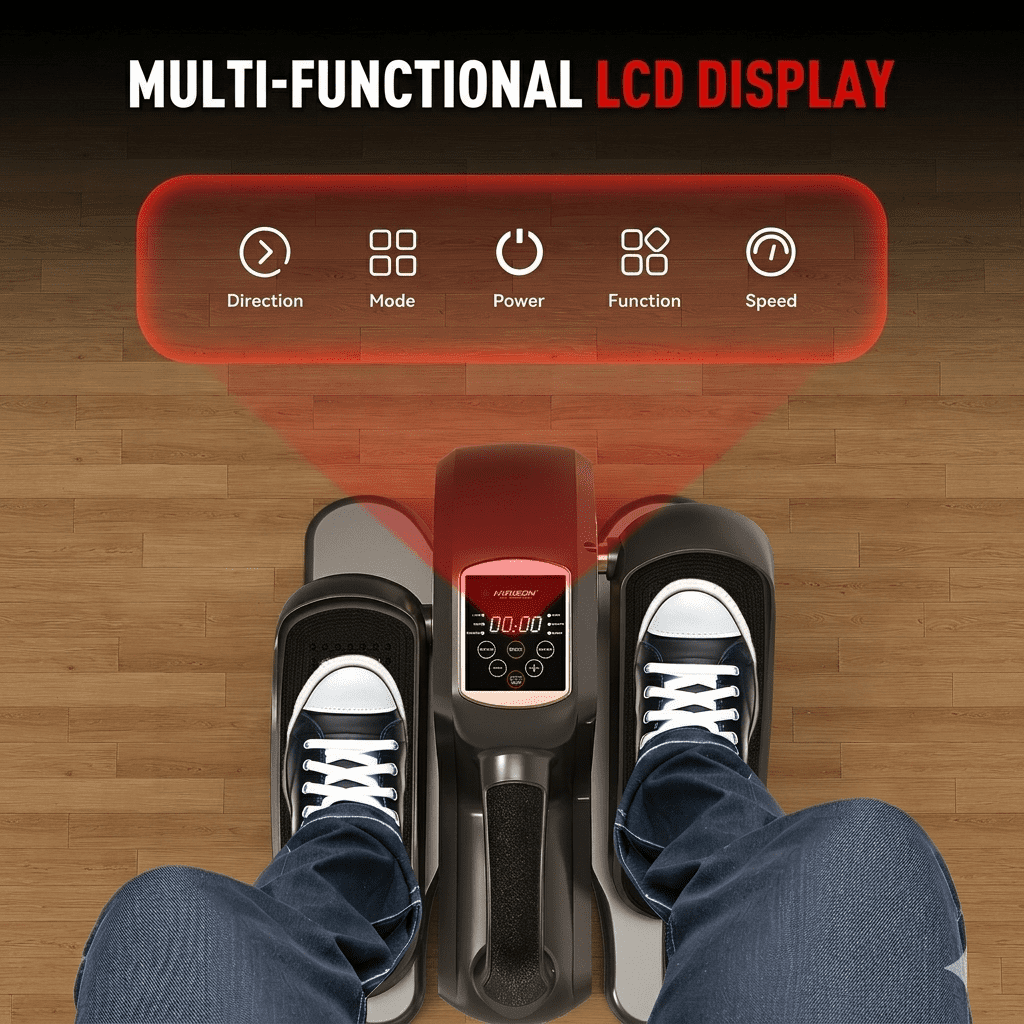 HARISON Under Desk Elliptical Machine with LCD Display, Elliptical Machines for Home Use with 12-Level Adjustable Speed and Resistance Bands