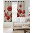 thumbnail image 2 of Red Poppy Blackout Curtains for Bedroom/Living Room, Thermal Insulated Kitchen Curtains, Spring Summer Farmhouse Flowers Rustic Burlap Grommet Darkening Window Treatment Drapes 52"x63"x2, 2 of 8