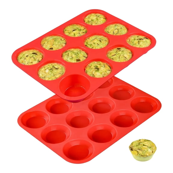 12 Cups Silicone Muffin Pans for Baking - Regular Size Cupcake Pan Muffin Tin for Baking Nonstick Food Grade Silicone Molds