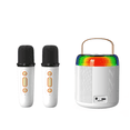 thumbnail image 3 of Mini Karaoke con 2 micrófonos inalámbricos para niños y adultos, altavoz Bluetooth portátil de juguete para niños y niñas (blanco), 3 of 8