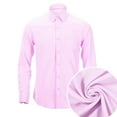thumbnail image 2 of JTieacloth Long Sleeve Dress Shirts Combed Men's Long Sleeve Dress Shirt Striped Casual Formal Business Wear Slim Fit Comfortable Pink, 2 of 6