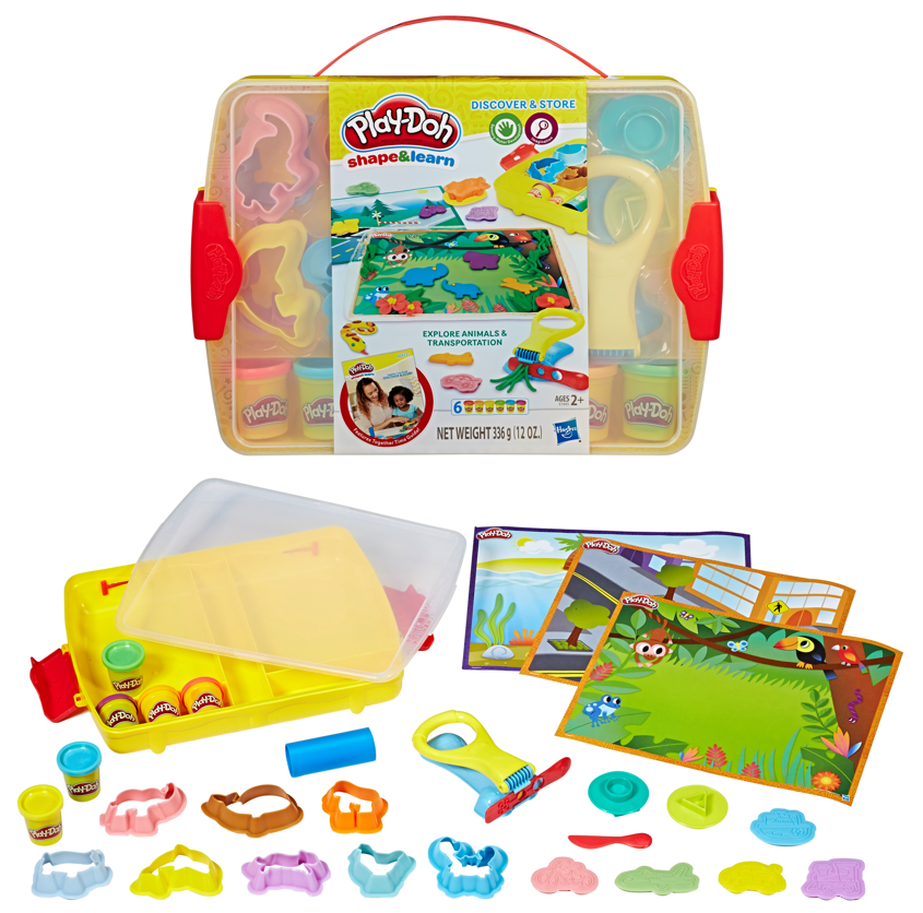 Shape Learn Discover Play Doh Storage Case Double Sided Playmat Animal Transport 