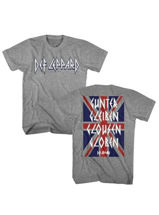 Def Leppard グレー Tシャツ　Mサイズ Def Leppard】メンズ Def Leppard Union Jack Bulldog