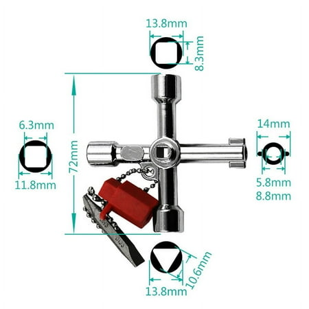 

(Option A) Multifunction 4 Ways Universal Triangle Wrench Key Plumber Keys Triangle