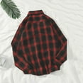 thumbnail image 5 of YOIAVAIOY Men Plaid Shirt Long Sleeve Button Down Shirt Fall Fashion Checked Shacket Lightweight Blouse Tops Red L, 5 of 5