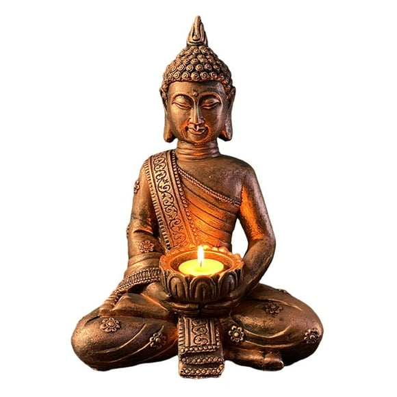yuksok Forever Ornements Statue Buddha Statue Décoration pour la Maison, Bougie Buddha en Résine, B