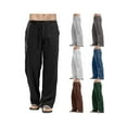 thumbnail image 7 of Plus Size Mens Linen Loose Casual Lightweight Elastic Waist Plain Yoga Beach Pants with Pockets, 7 of 7