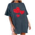 thumbnail image 1 of Diufon Hauts de la Saint-Valentin pour Femmes, Manches Courtes, Col Rond, Pull Tendance, Blouse Longue Imprimée à Sequins, 1 of 5
